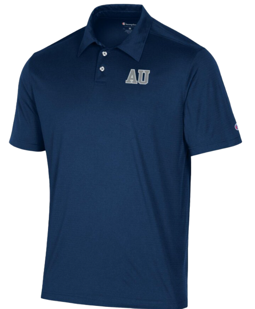 B - Champion, Double Stripe Polo, Navy Blue - Andrews University