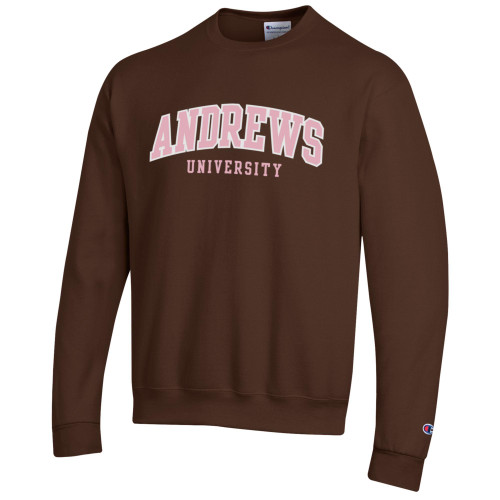 Champion - Powerblend Fleece Crew -  Brown with  Pink Andrews over University