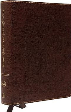 NKJV, Journal the Word Bible, Large Print, Bonded Leather, Brown, Red Letter Edition