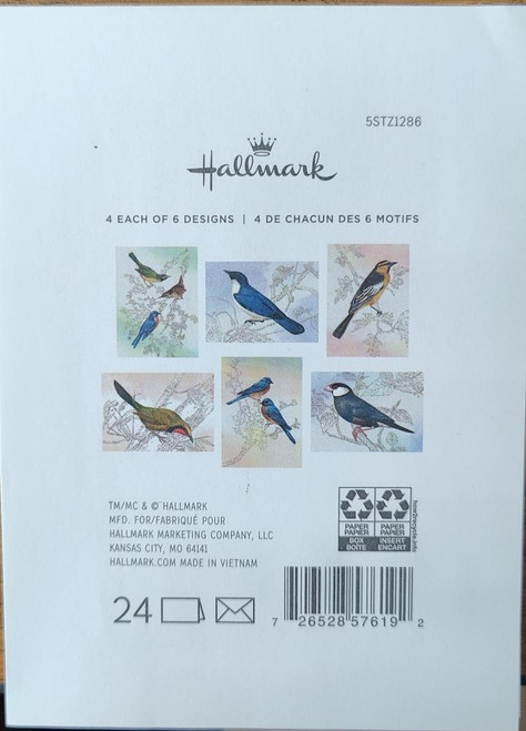 Hallmark - Bird Note Card - Assortment (24 Blank Cards with Envelopes)