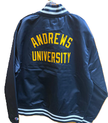 Champion - Men's Super Fan Letterman Bomber Marine Navy AU  on the back