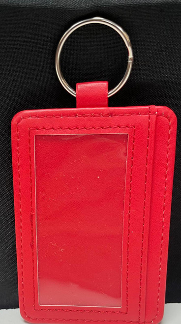 Leatherette Vertical ID Tag - Red