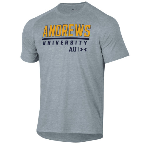 Under Armour, SS Tee, Gray - Men's Tech Tee - Andrews Yellow