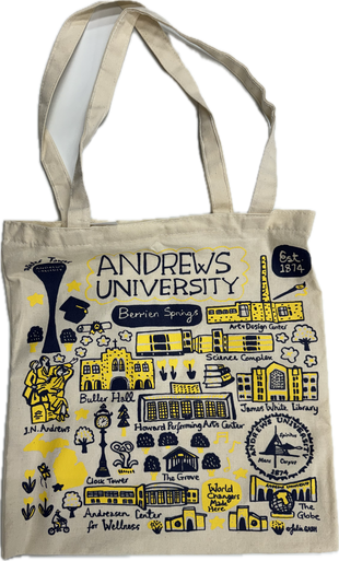 Natural Canvas Slim Tote - AU Campus Art