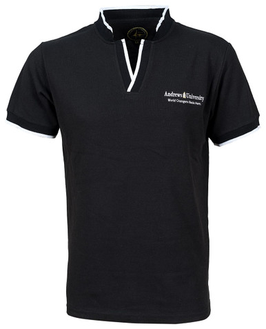 AU Polo Black w/  Zip - White