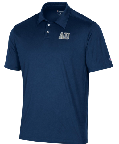 B - Champion, Double Stripe Polo, Navy Blue - Andrews University