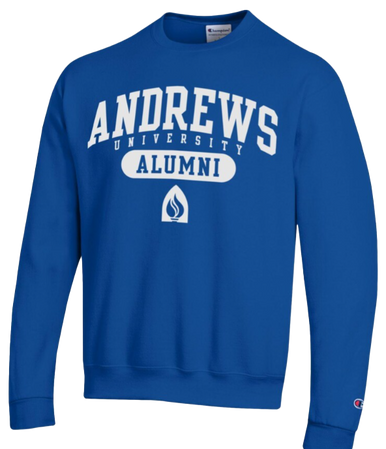 B - Champion, Sweatshirt, Blue - White Andrews over University Alumni