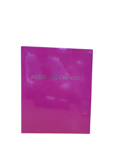 B - AU Folder Laminated - Electric Pink Twin Pocket -AU  Gold Lettering_36712