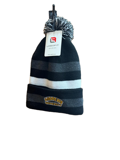 B - Logofit - Stripped Knit Hat with Pom -