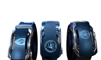 Belt - AU Gold Men's Buckle Belt with AU Flogo - Genuine Leather - Black