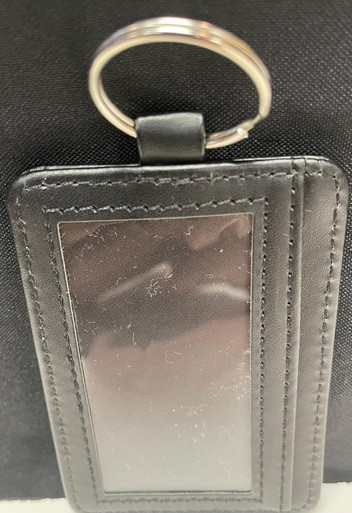 Leatherette Vertical ID Tag - Black