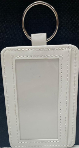 Leatherette Vertical ID Tag - White