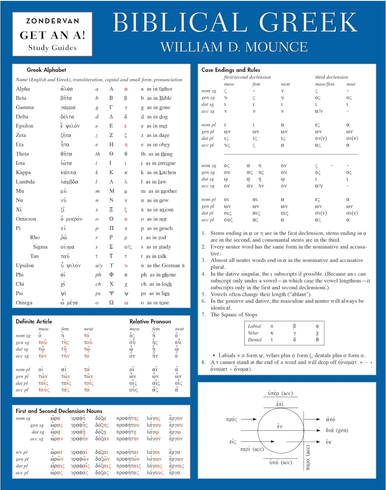Biblical Greek Laminated Sheet (Zondervan Language Basics Series)