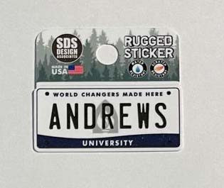 2" Andrews University License Plate Rugged Sticker