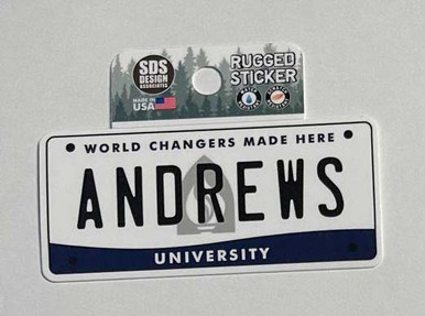 3" Andrews University License Plate Vinyl Decal