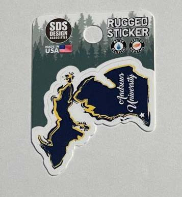 2" Andrews University Script State Outline Rugged Sticker