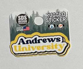 2" Andrews University Bubble Cloud Text Rugged Sticker