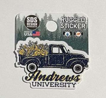 2" Andrews University Truck w/Flowers Rugged Sticker