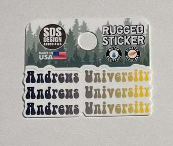 2" Andrews University Bubble Text x3 Rugged Sticker