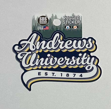 3.5" Andrews University Varsity Script w/Banner Rugged Sticker