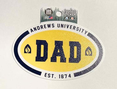 5" Euro Andrews Unversity Dad Art Decto Text Rugged Sticker