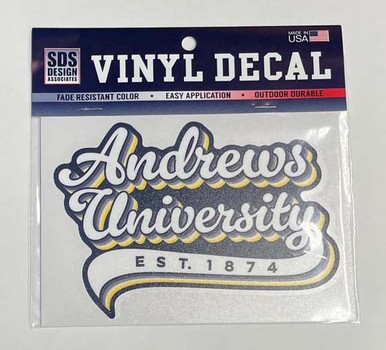 6" Andrews University Varsity Script w/ Est. 1874 Banner Vinyl Decal