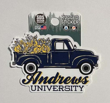 3" Andrews University Truck w/ Flowers Rugged Sticker