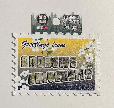3" Andrews University Greetings Postcard Rugged Sticker