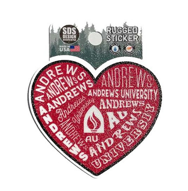 3" Andrews University Heart Rugged Sticker