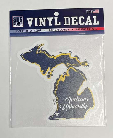 6" Andrews University Script State Outline Vinyl Decal 