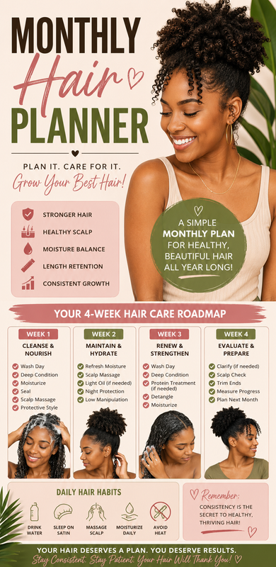 Monthly Hair Planner: The Complete Guide to Growing Healthier Hair Every Month
