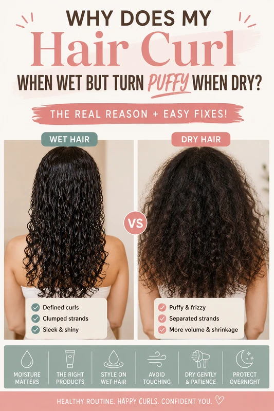 Why Does My Hair Curl When Wet but Turn Puffy When Dry?