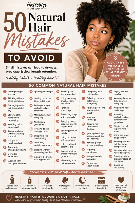 Natural Hair Mistakes to Avoid: 50 Common Mistakes That Can Cause Dryness, Breakage, and Slow Length Retention