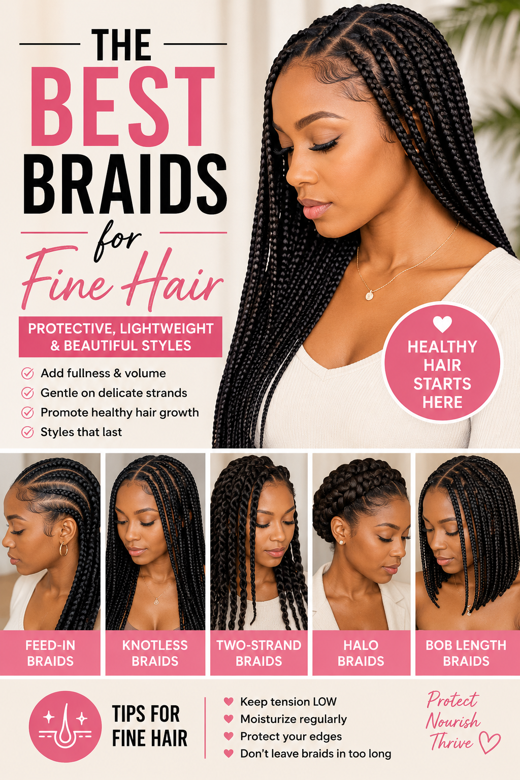 Best Braids for Fine Hair: Protective Styles That Add Fullness Without Causing Damage