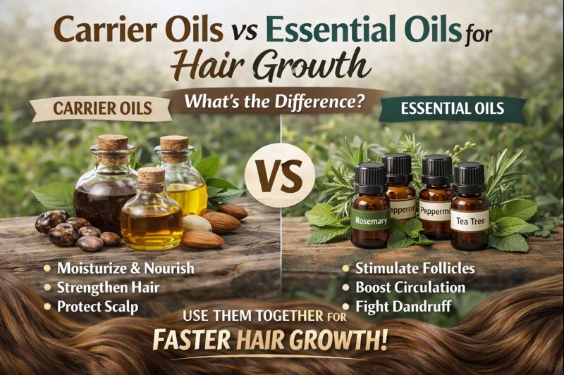 Carrier Oils vs Essential Oils for Hair Growth: What’s the Difference and Which Do You Really Need?