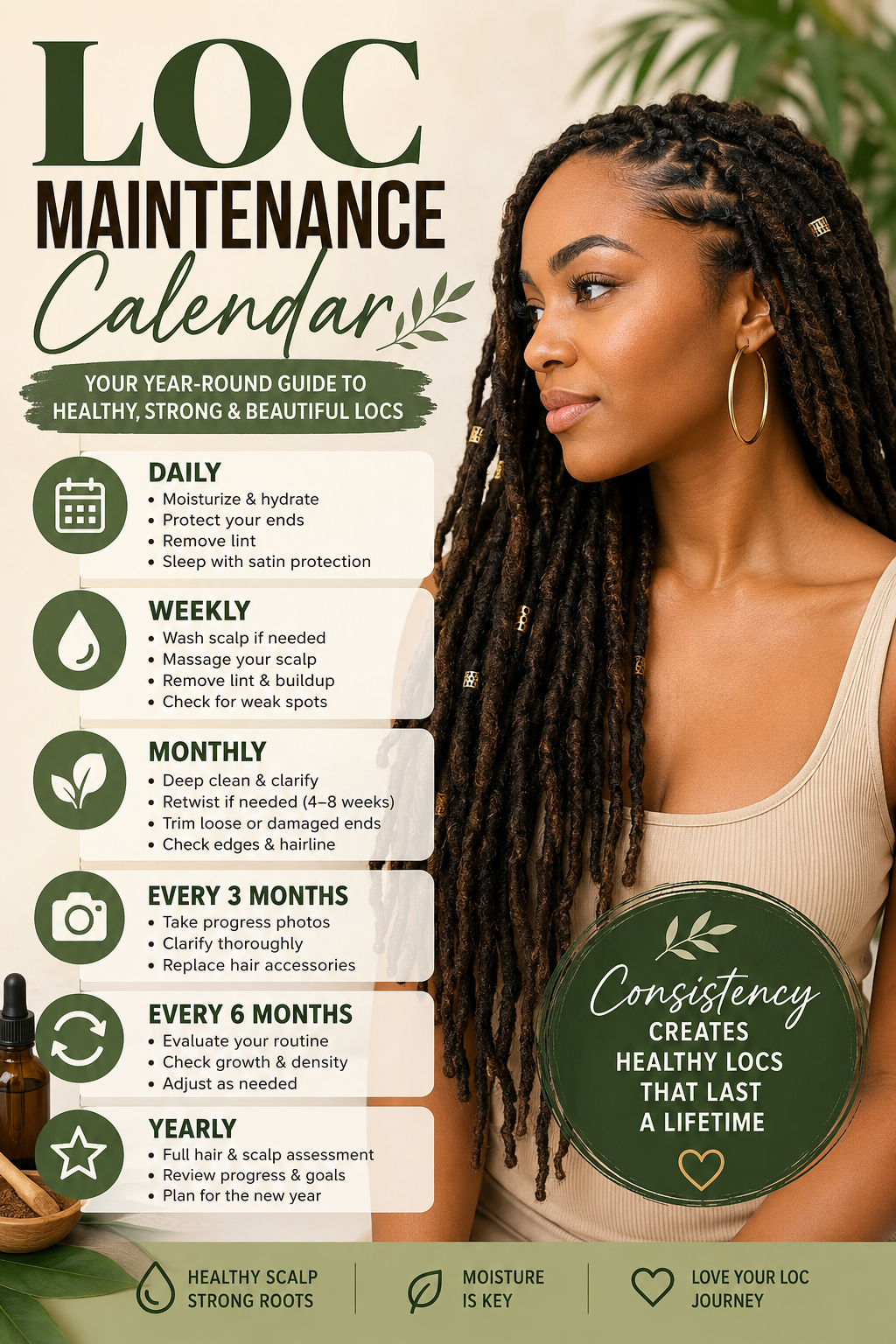 Loc Maintenance Calendar: The Complete Month-by-Month Guide to Healthy, Strong, and Beautiful Locs