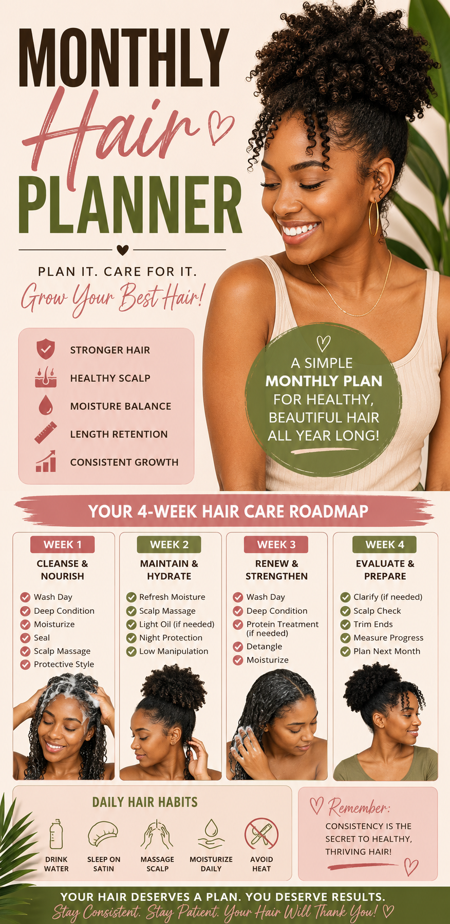 Monthly Hair Planner: The Complete Guide to Growing Healthier Hair Every Month