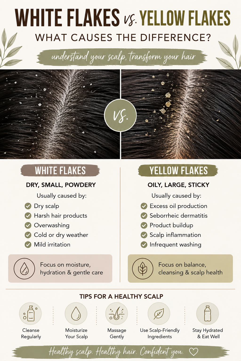 What Causes White Flakes vs. Yellow Flakes? The Complete Scalp Health Guide