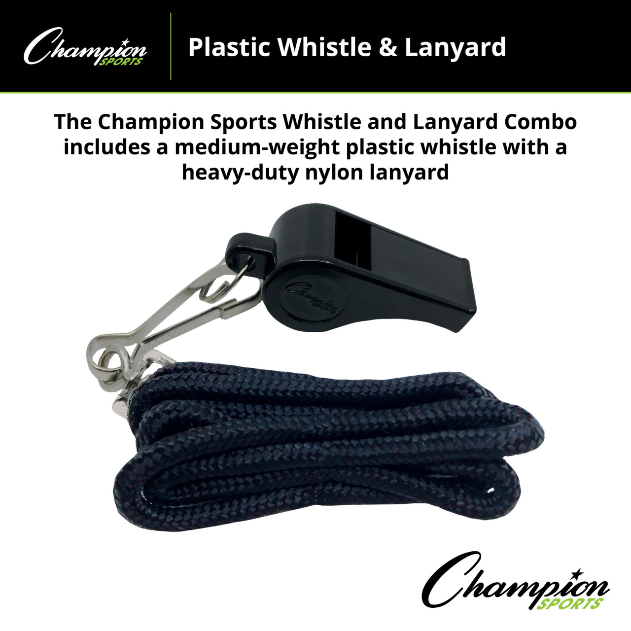 PLASTIC WHISTLE AND LANYARD - Champion Sports