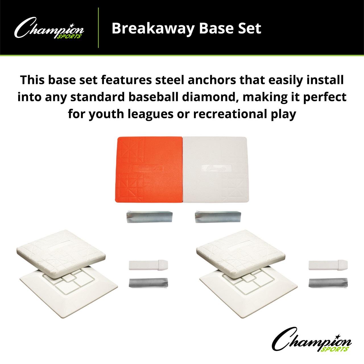 BREAKAWAY DOUBLE FIRST BASE, SET OF 3 - Champion Sports