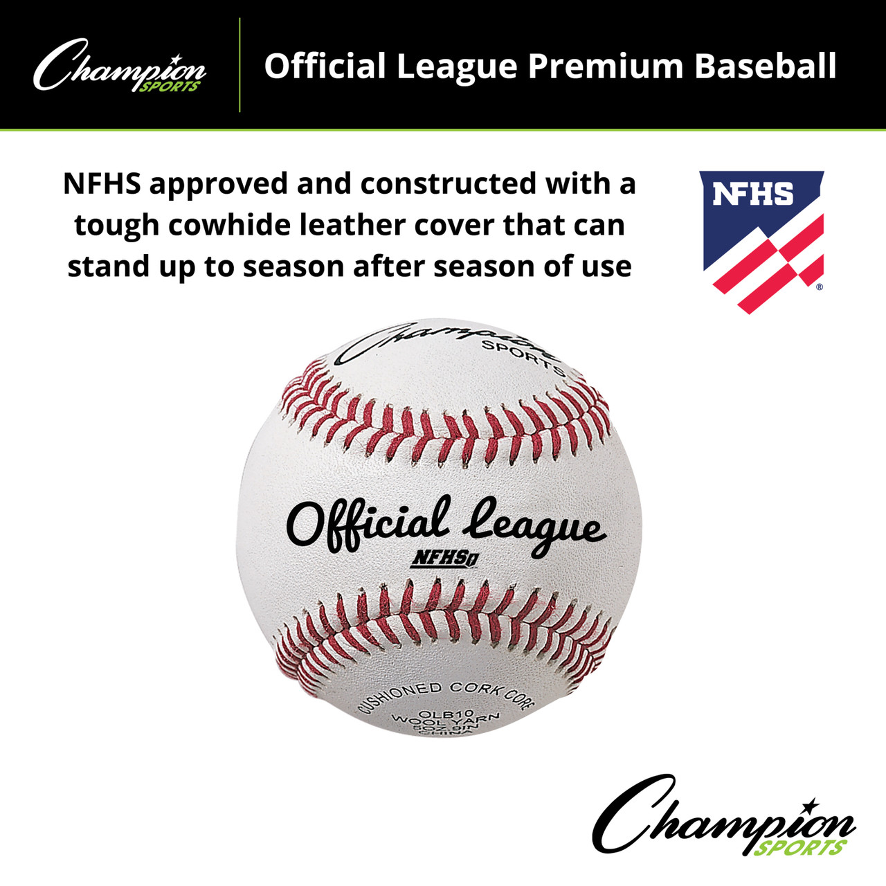 OFFICIAL LEAGUE PREMIUM BASEBALLS - Champion Sports