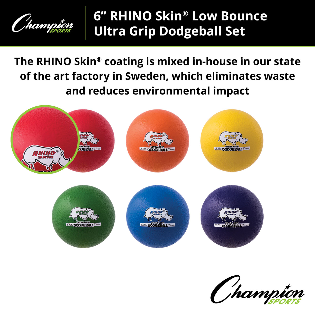 RHINO SKIN LOW BOUNCE ULTRA GRIP DODGEBALL SET - Champion Sports