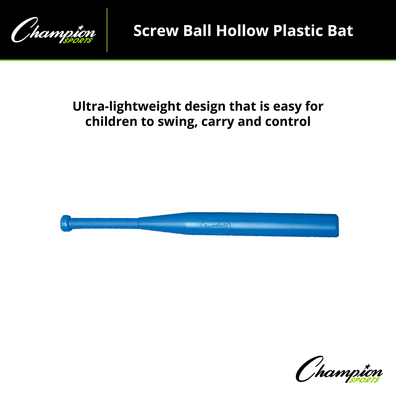 SCREW BALL HOLLOW PLASTIC BAT - Champion Sports