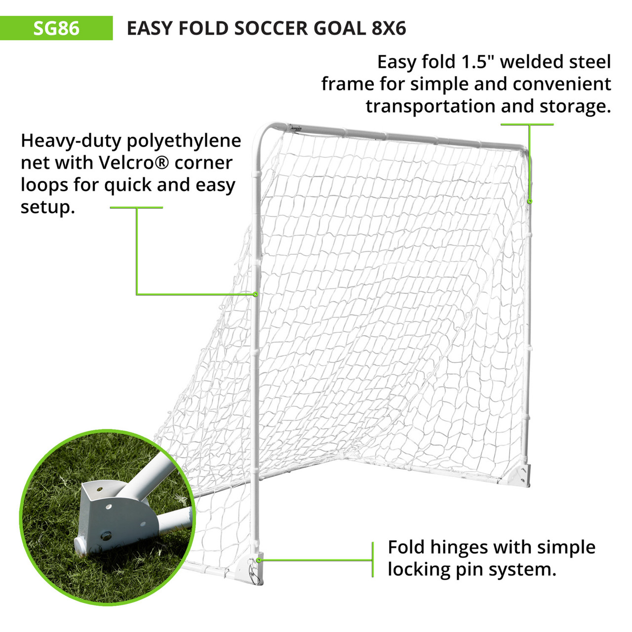 EASY FOLD SOCCER GOAL, 8' X 6' - Champion Sports