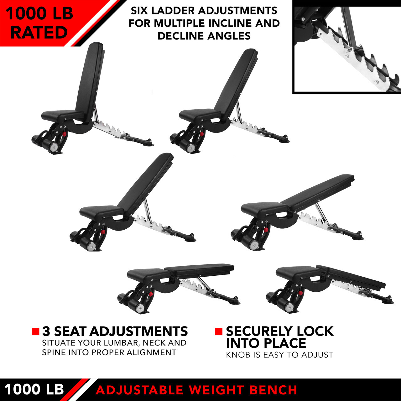 ADJUSTABLE WEIGHT BENCH, 1000 - Champion Sports
