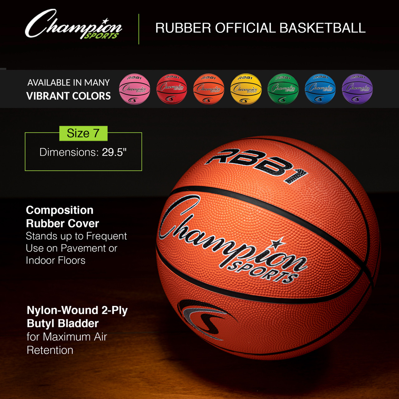 SIZE 7 RUBBER BASKETBALL - Champion Sports