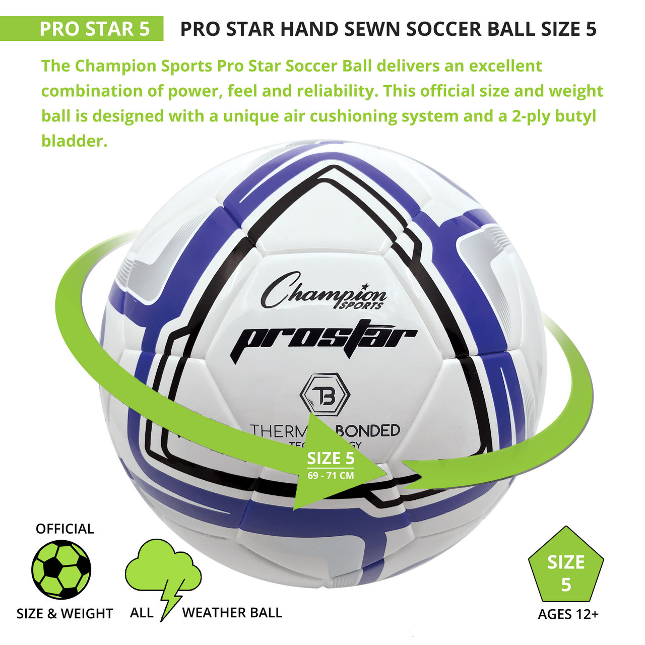 PROSTAR SOCCER BALL, SIZE 5 - Champion Sports