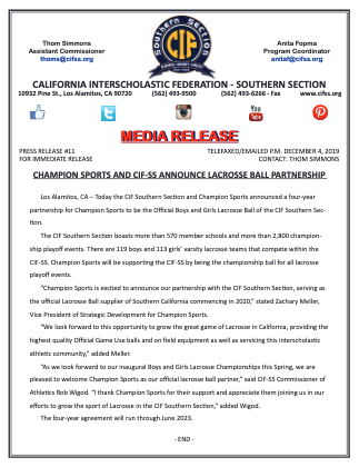 CIFSS Press Release