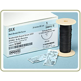 Silk Sutures, Non-absorbable 2-0, 100 yds (metric 3)