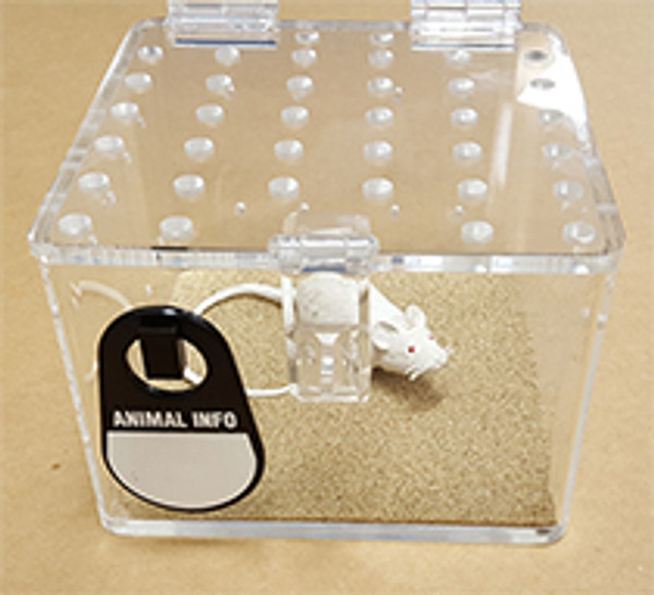 Rodent Holding Cage 7 x 7 x 5 in hinged with cage tag